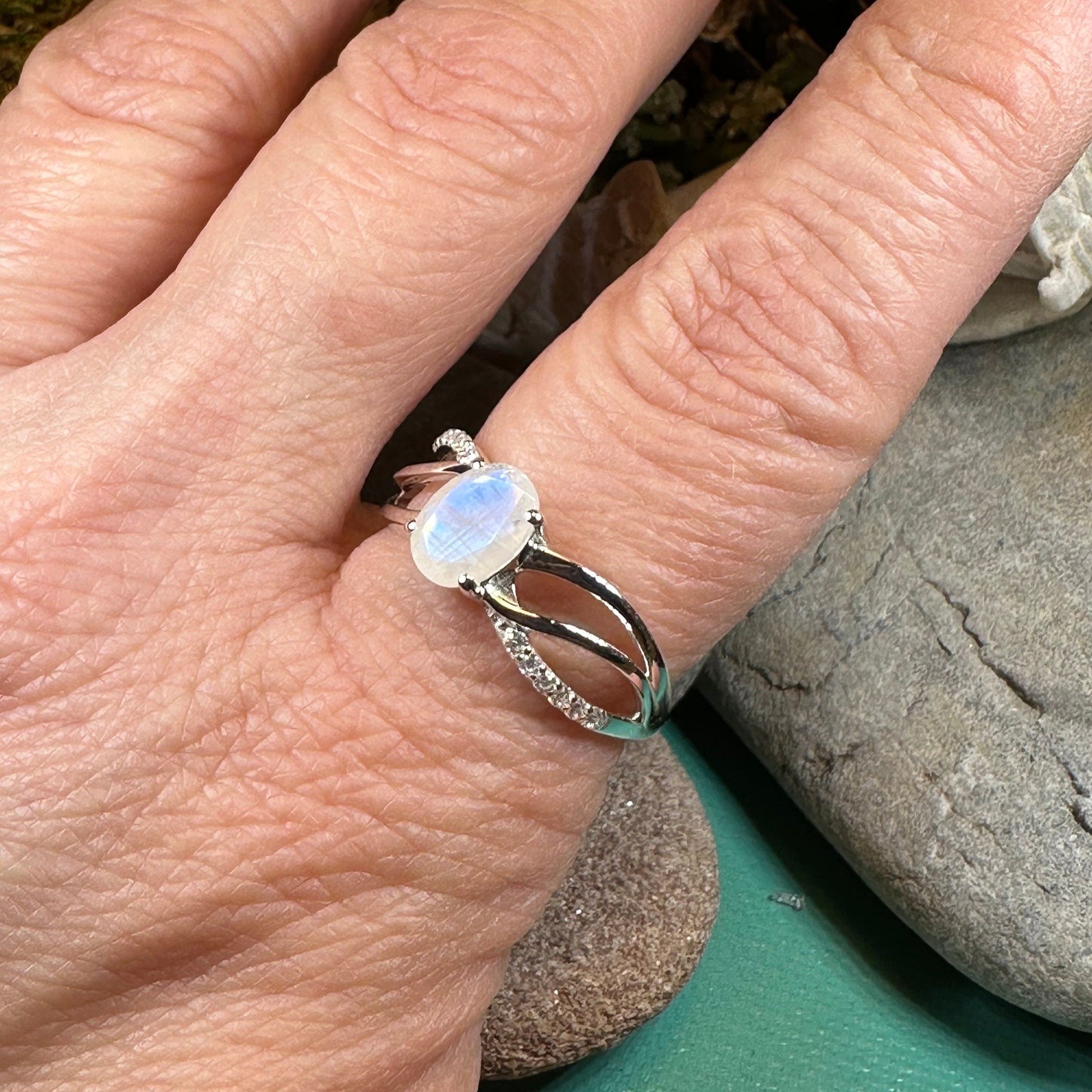 Moonstone Ring, Promise Ring, Engagement Ring, Commitment Ring, Anniversary Gift, Boho Statement Ring, Cocktail Ring, Wife Gift, Mom Gift