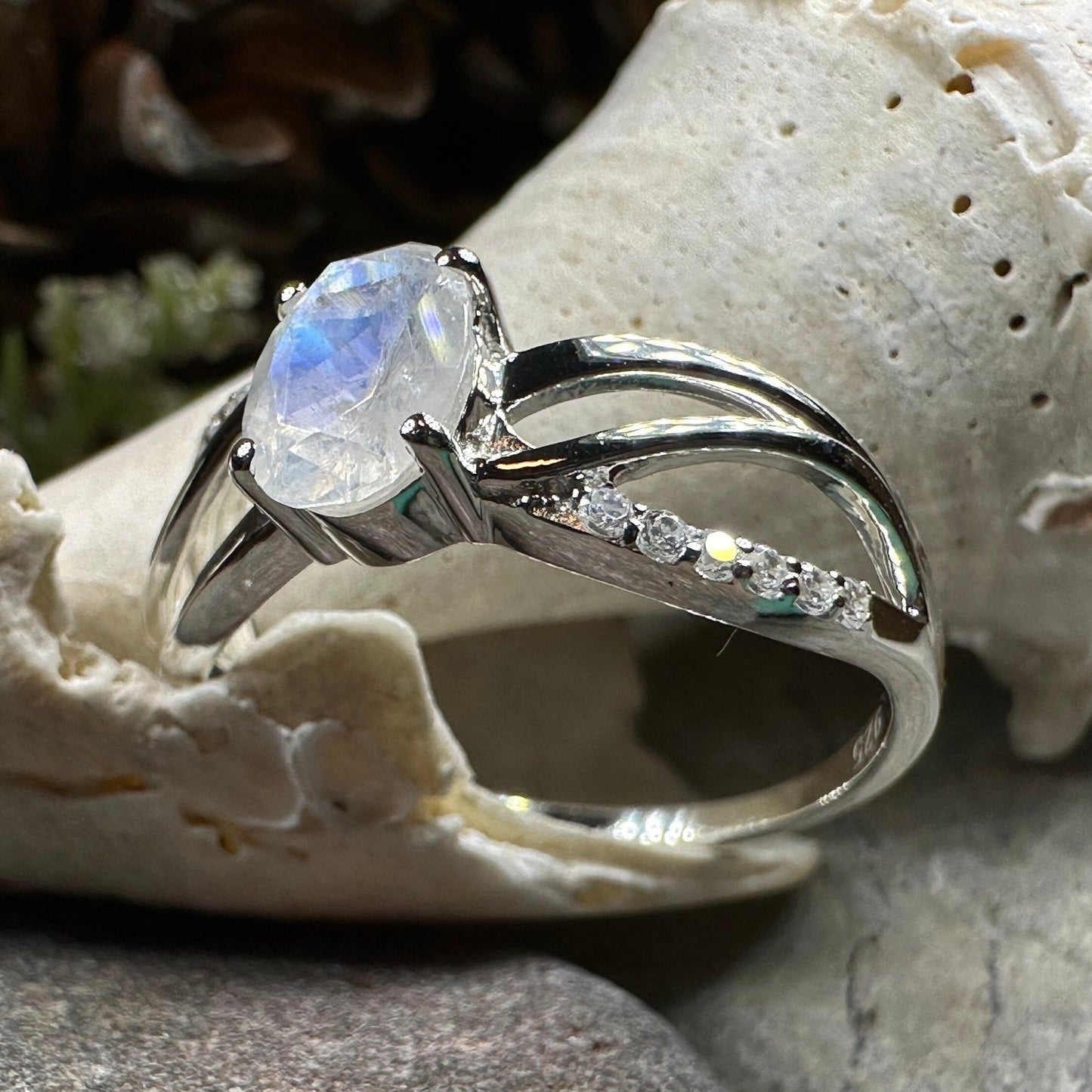 Moonstone Ring, Promise Ring, Engagement Ring, Commitment Ring, Anniversary Gift, Boho Statement Ring, Cocktail Ring, Wife Gift, Mom Gift