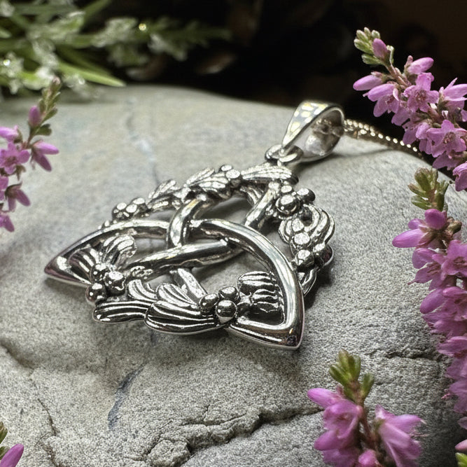 Mistletoe Necklace, Celtic Jewelry, Trinity Knot Pendant, Ireland Gift, Irish Jewelry, Scotland Jewelry, Anniversary Gift, Graduation Gift