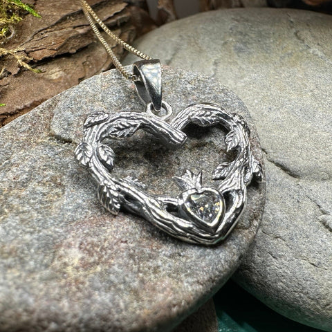 Load image into Gallery viewer, Claddagh Necklace, Celtic Pendant, Irish Jewelry, Bridal Jewelry, Anniversary Gift, Engagement Gift, Girlfriend Gift, Diamond Claddagh Gift
