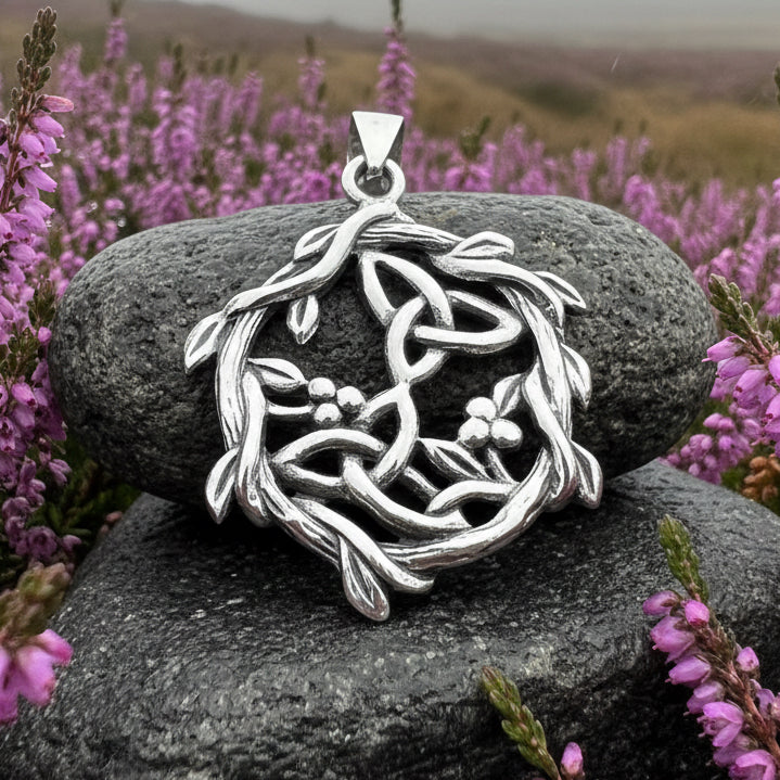 Mistletoe Necklace, Celtic Jewelry, Trinity Knot Pendant, Ireland Gift, Irish Jewelry, Scotland Jewelry, Anniversary Gift, Graduation Gift