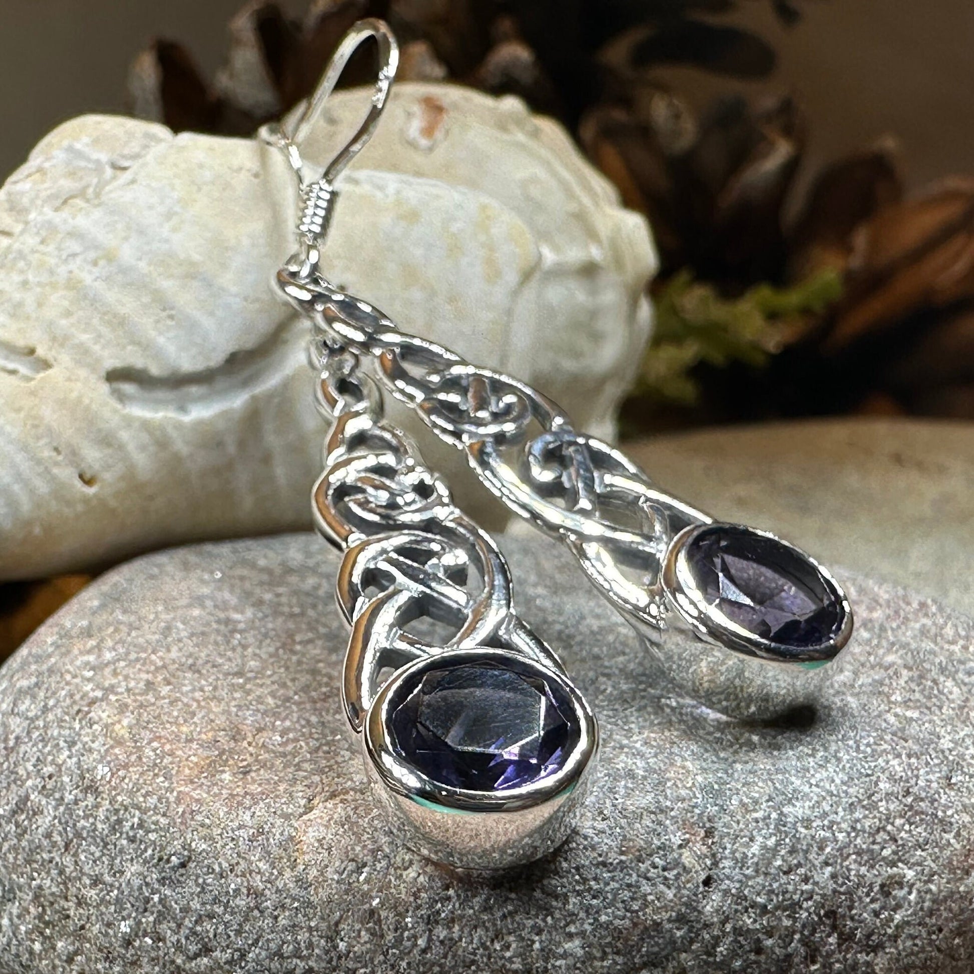 Celtic Earrings, Irish Jewelry, Scotland Jewelry, Boho Mom Gift, Anniversary Gift, Ireland Amethyst Earrings, Wife Gift, Graduation Gift
