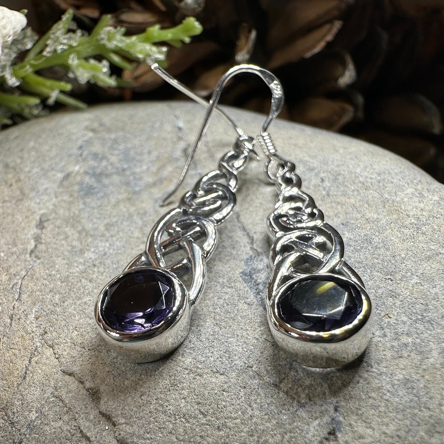 Celtic Earrings, Irish Jewelry, Scotland Jewelry, Boho Mom Gift, Anniversary Gift, Ireland Amethyst Earrings, Wife Gift, Graduation Gift