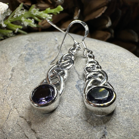 Load image into Gallery viewer, Celtic Earrings, Irish Jewelry, Scotland Jewelry, Boho Mom Gift, Anniversary Gift, Ireland Amethyst Earrings, Wife Gift, Graduation Gift
