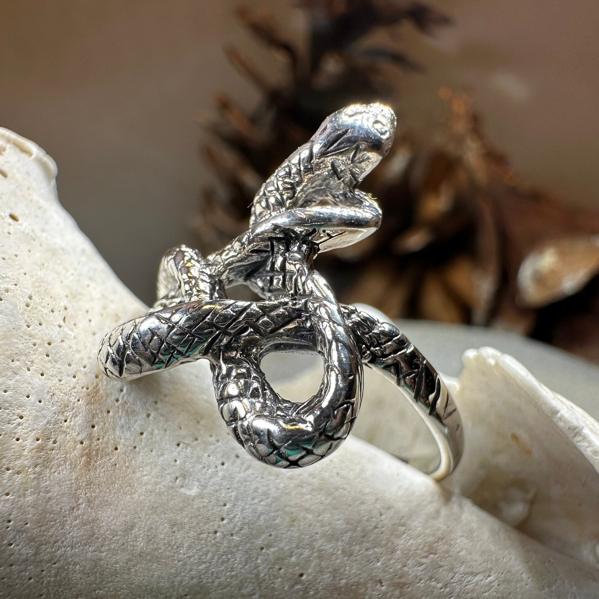 Celtic Snake Ring, Celtic Ring, Gothic Ring, Silver Boho Ring, Irish Ring, Scottish Gift, Anniversary Gift, Animal Ring, Large Wiccan Ring