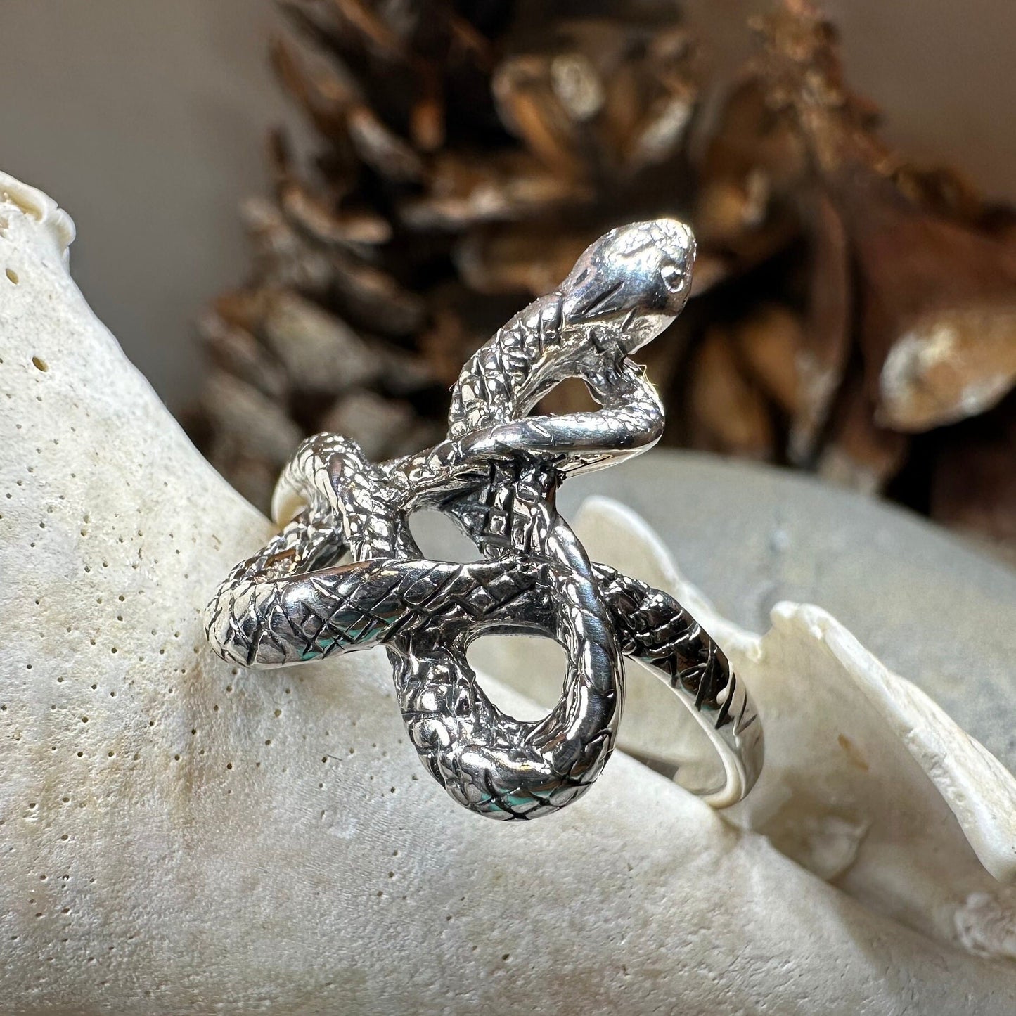 Celtic Snake Ring, Celtic Ring, Gothic Ring, Silver Boho Ring, Irish Ring, Scottish Gift, Anniversary Gift, Animal Ring, Large Wiccan Ring