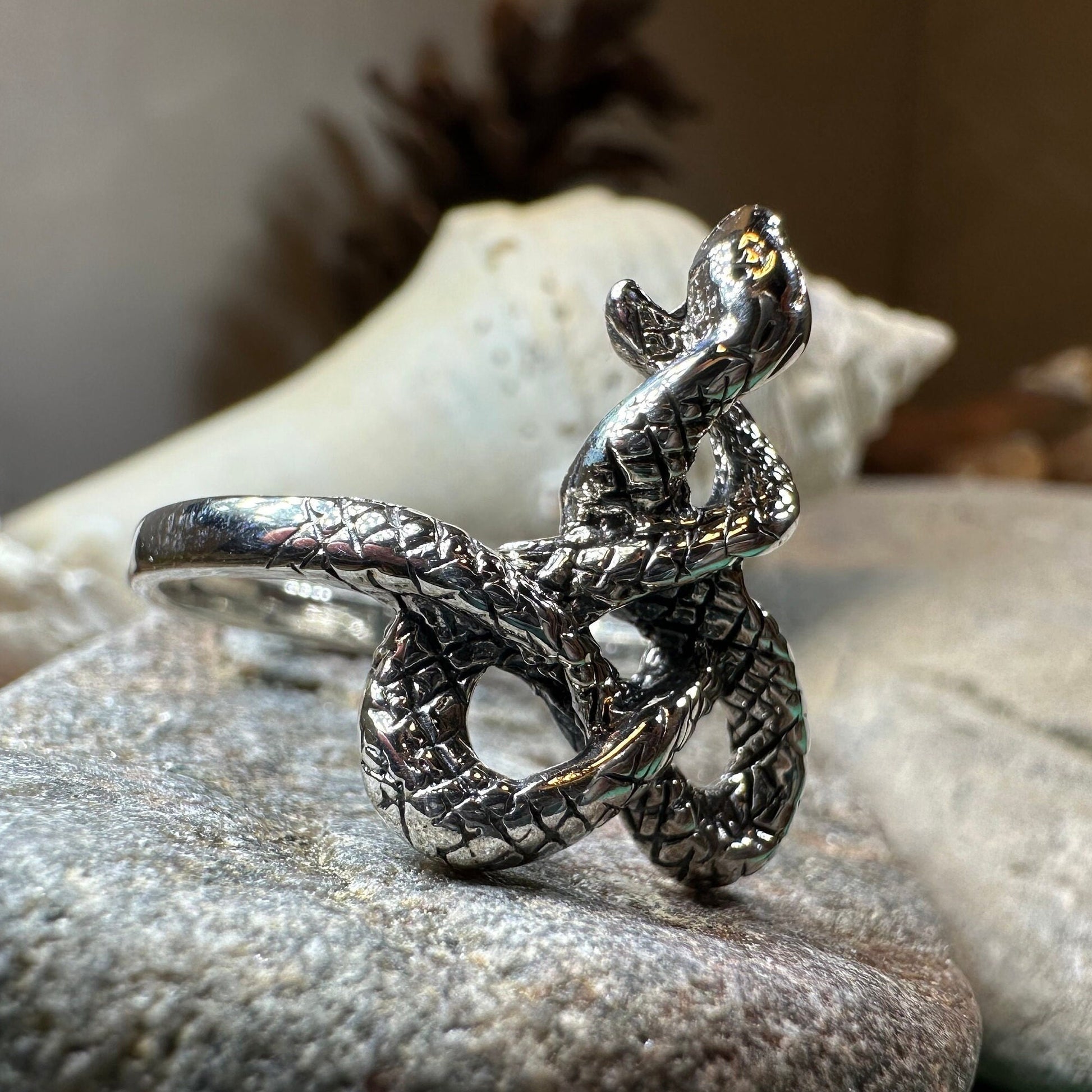 Celtic Snake Ring, Celtic Ring, Gothic Ring, Silver Boho Ring, Irish Ring, Scottish Gift, Anniversary Gift, Animal Ring, Large Wiccan Ring