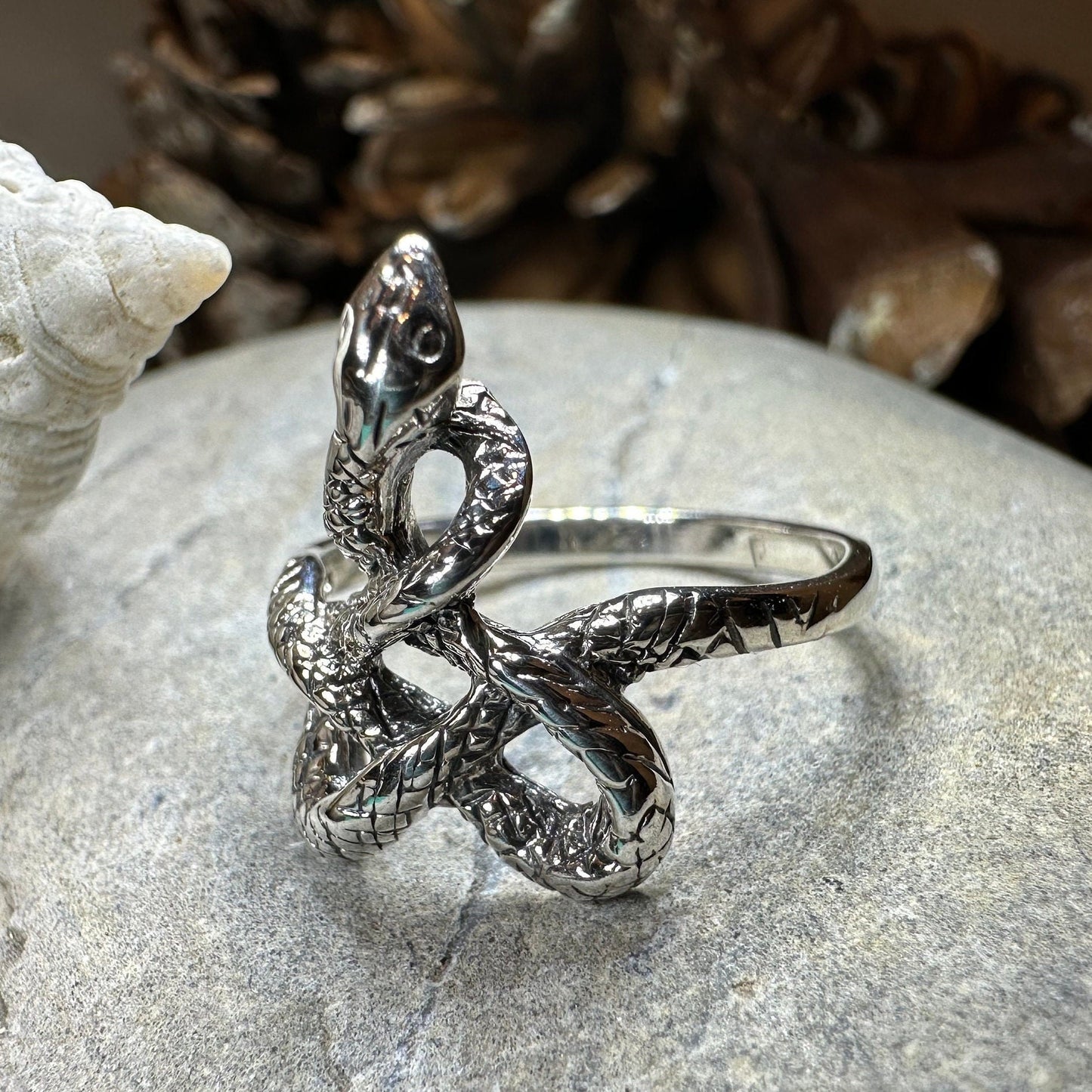 Celtic Snake Ring, Celtic Ring, Gothic Ring, Silver Boho Ring, Irish Ring, Scottish Gift, Anniversary Gift, Animal Ring, Large Wiccan Ring