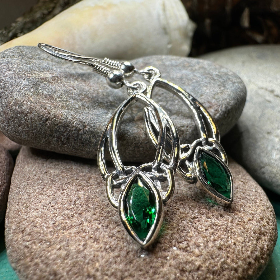 Trinity Knot Earrings, Celtic Jewelry, Irish Jewelry, Celtic Knot Jewelry, Bridal Jewelry, Emerald, Scotland Jewelry, Mom Gift, Wife Gift