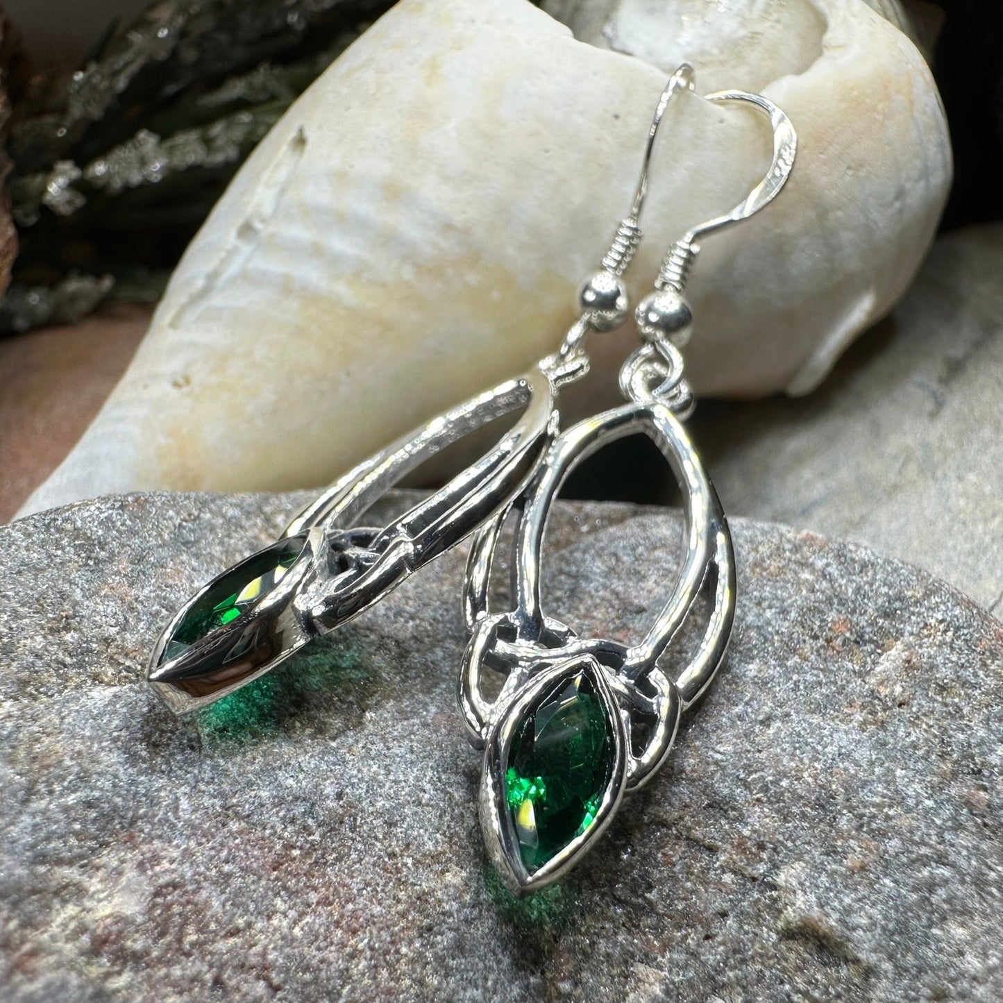 Trinity Knot Earrings, Celtic Jewelry, Irish Jewelry, Celtic Knot Jewelry, Bridal Jewelry, Emerald, Scotland Jewelry, Mom Gift, Wife Gift
