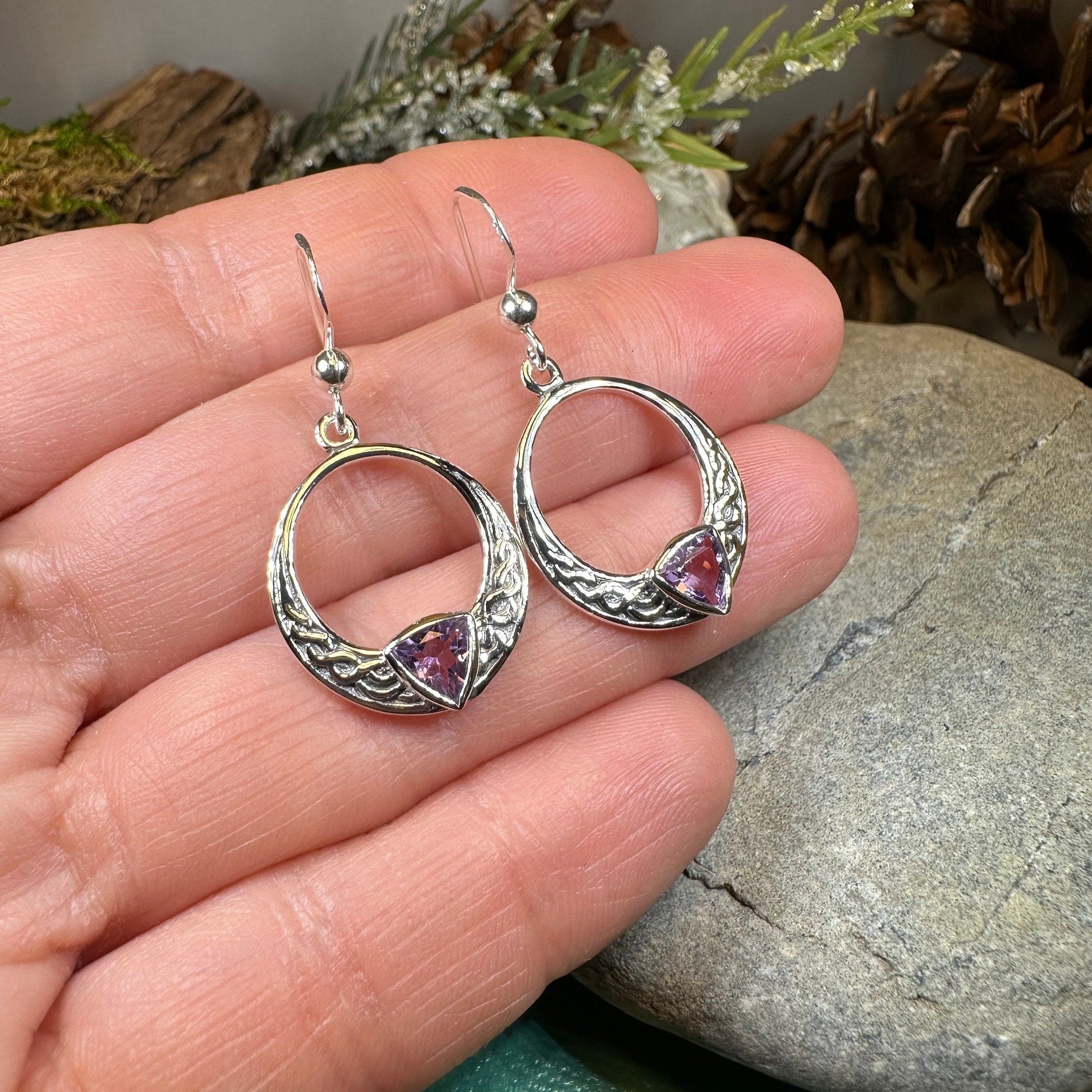 Trinity Knot Earrings, Celtic Jewelry, Irish Jewelry, Celtic Knot Jewelry, Bridal Jewelry, Blue Topaz, Scotland Jewelry, Mom Gift, Wife Gift