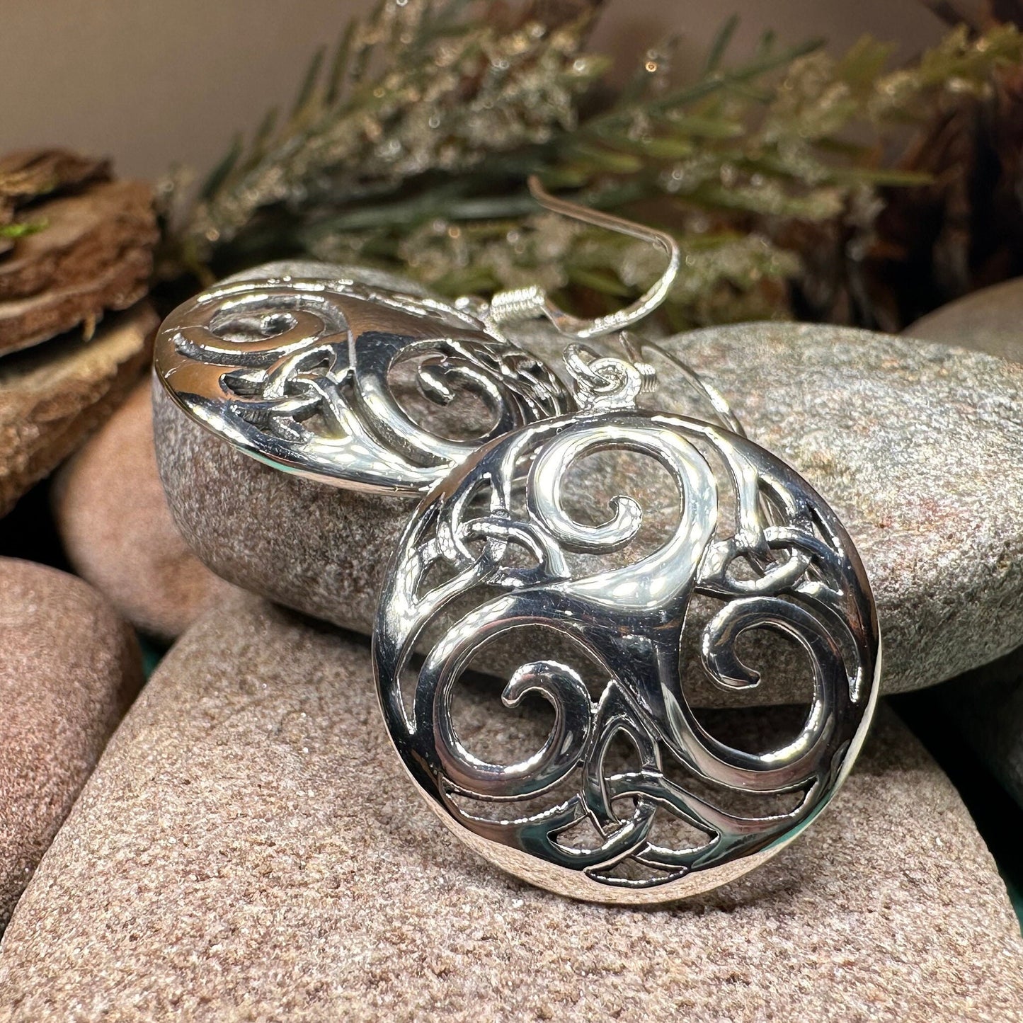 Celtic Spiral Earrings, Irish Jewelry, Viking Jewelry, Ireland Gift, Triskelion Jewelry, Triskele, Celtic Jewelry, Triple Spiral Jewelry