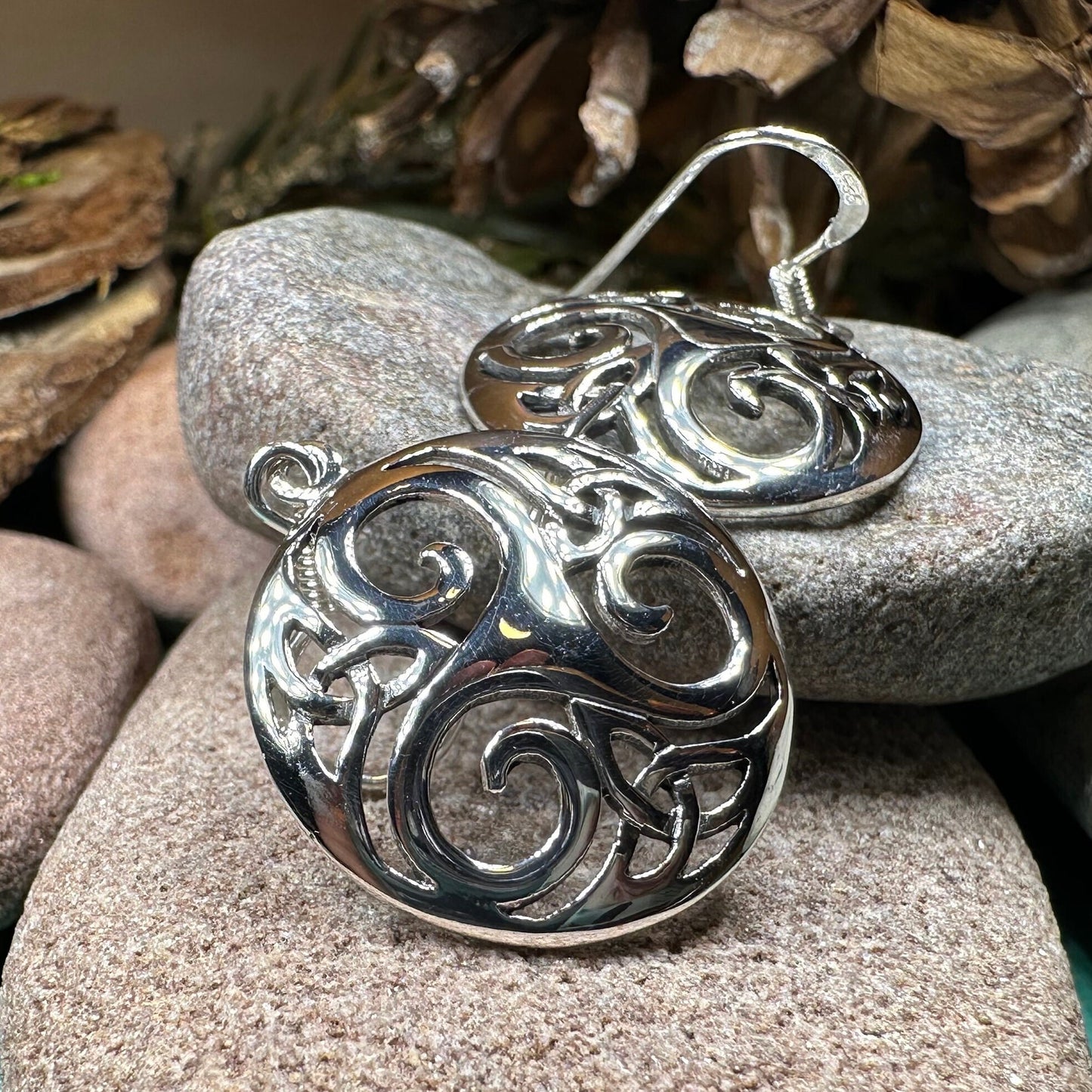 Celtic Spiral Earrings, Irish Jewelry, Viking Jewelry, Ireland Gift, Triskelion Jewelry, Triskele, Celtic Jewelry, Triple Spiral Jewelry
