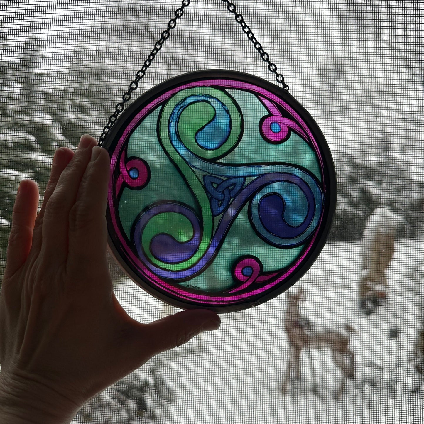 Green Durrow Celtic Spiral Suncatcher — view 7