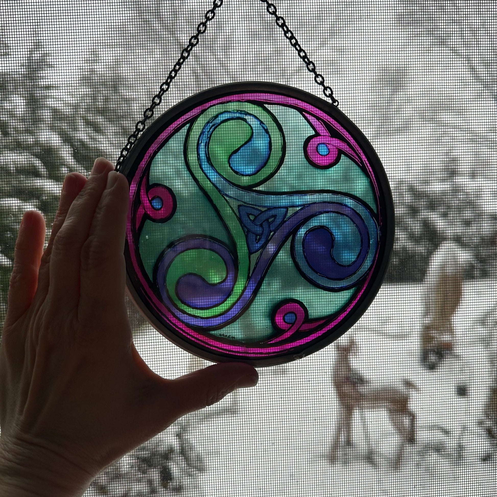 Green Durrow Celtic Spiral Suncatcher — view 7