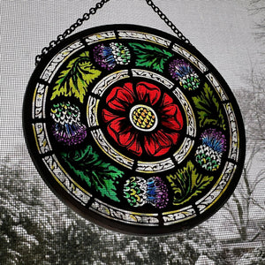 Rose and Thistle Wall Decor, Scottish Gift, Scotland Stained Glass, New Home Gift, Scotland Wedding Gift, Celtic Gift, Glasgow Gift