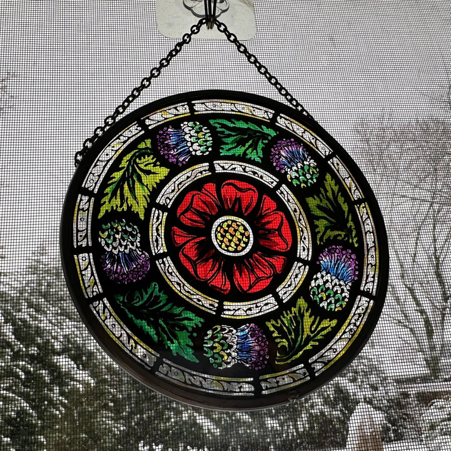 Rose and Thistle Wall Decor, Scottish Gift, Scotland Stained Glass, New Home Gift, Scotland Wedding Gift, Celtic Gift, Glasgow Gift