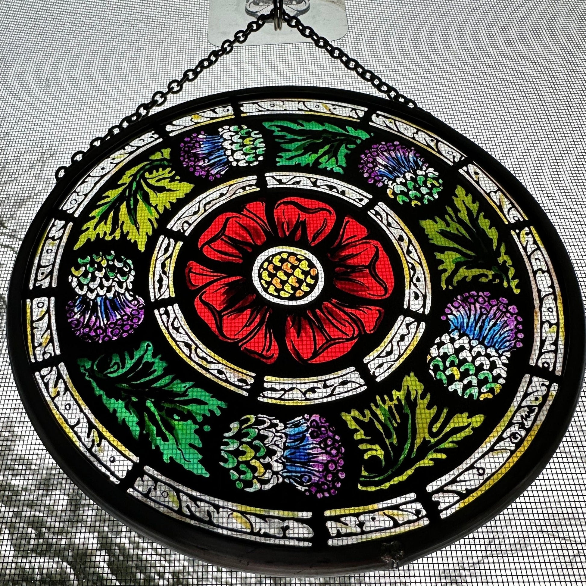 Rose and Thistle Wall Decor, Scottish Gift, Scotland Stained Glass, New Home Gift, Scotland Wedding Gift, Celtic Gift, Glasgow Gift