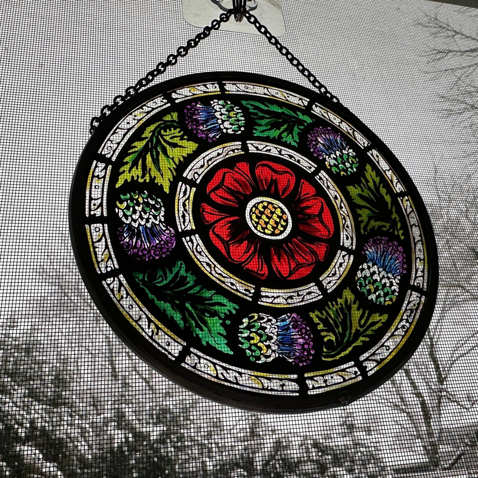 Rose and Thistle Wall Decor, Scottish Gift, Scotland Stained Glass, New Home Gift, Scotland Wedding Gift, Celtic Gift, Glasgow Gift