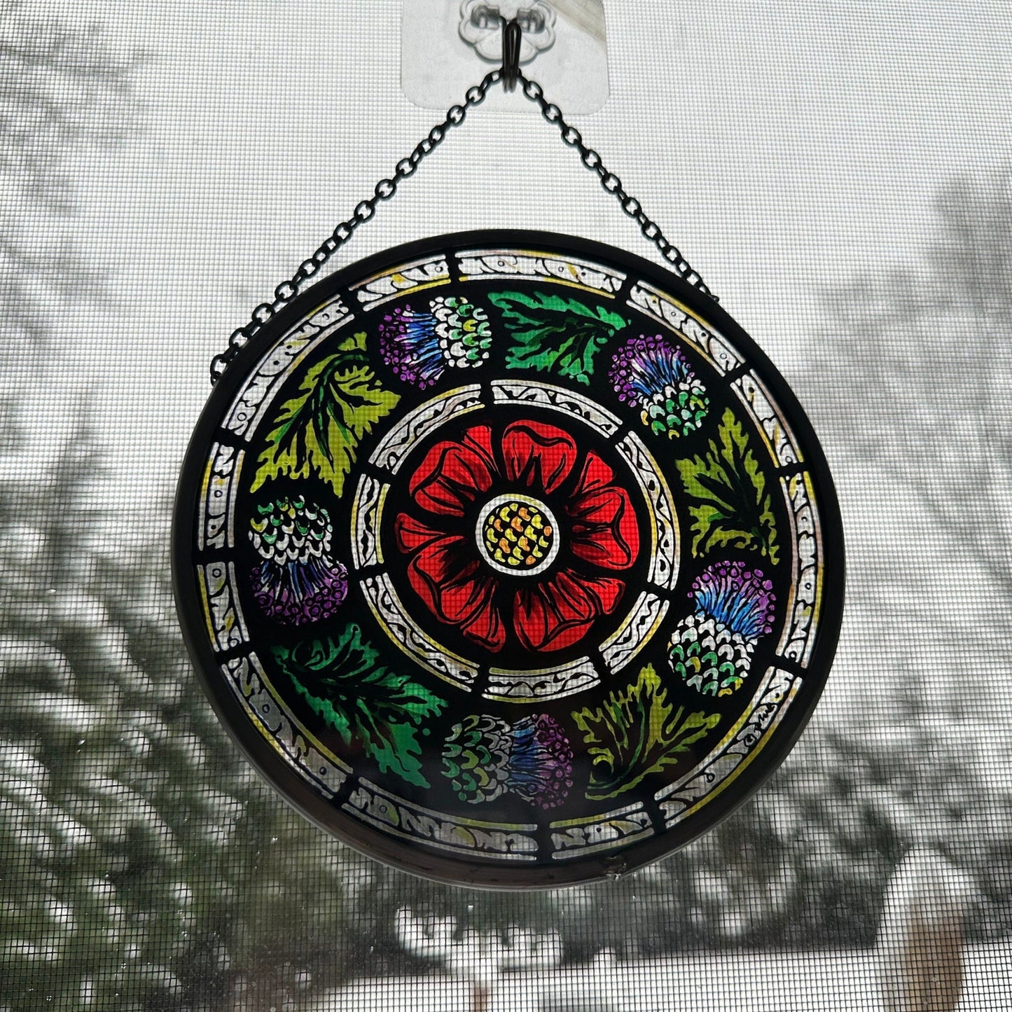 Rose and Thistle Wall Decor, Scottish Gift, Scotland Stained Glass, New Home Gift, Scotland Wedding Gift, Celtic Gift, Glasgow Gift