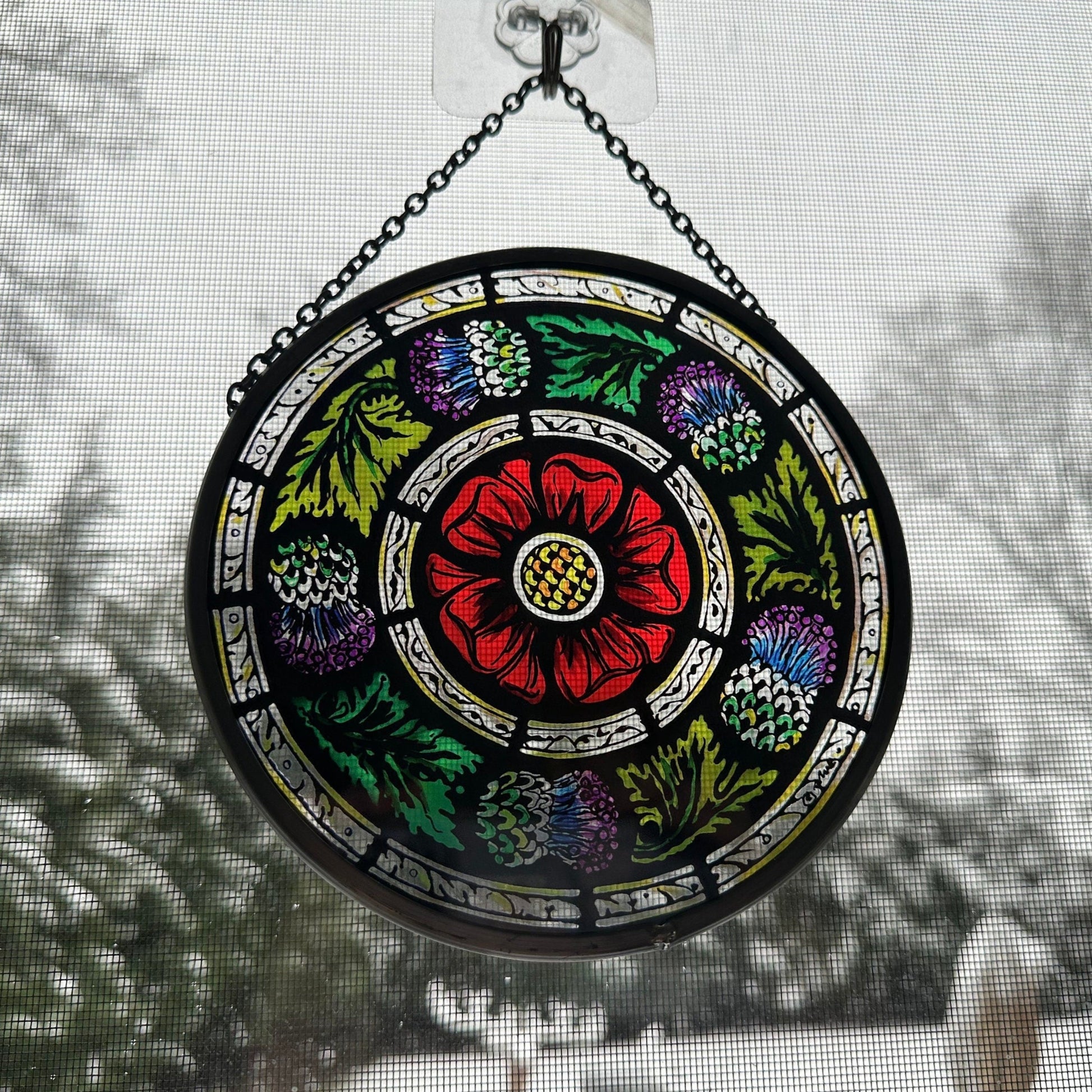 Rose and Thistle Wall Decor, Scottish Gift, Scotland Stained Glass, New Home Gift, Scotland Wedding Gift, Celtic Gift, Glasgow Gift