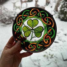 Load image into Gallery viewer, Irish Shamrock Wall Decor, Ireland Gift, Irish Stained Glass, New Home Gift, Clover Wedding Gift, Celtic Gift, Saint Patrick&#39;s Day
