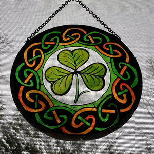 Irish Shamrock Wall Decor, Ireland Gift, Irish Stained Glass, New Home Gift, Clover Wedding Gift, Celtic Gift, Saint Patrick's Day