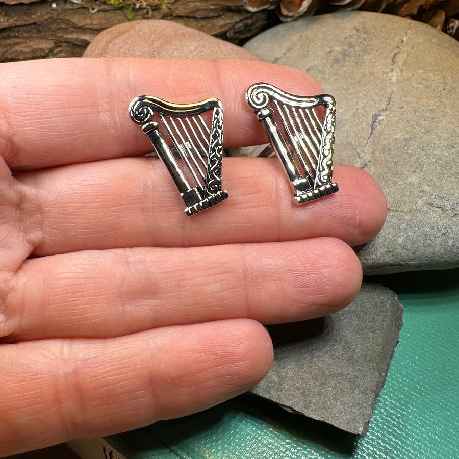 Irish Harp Cuff Links, Ireland Jewelry, Men's Celtic Jewelry, Music Jewelry Gift, Groom Gift, Boyfriend Gift, Husband Gift, Cool Cufflinks