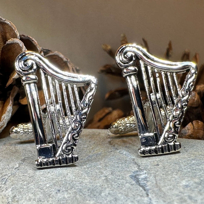 Irish Harp Cuff Links, Ireland Jewelry, Men's Celtic Jewelry, Music Jewelry Gift, Groom Gift, Boyfriend Gift, Husband Gift, Cool Cufflinks