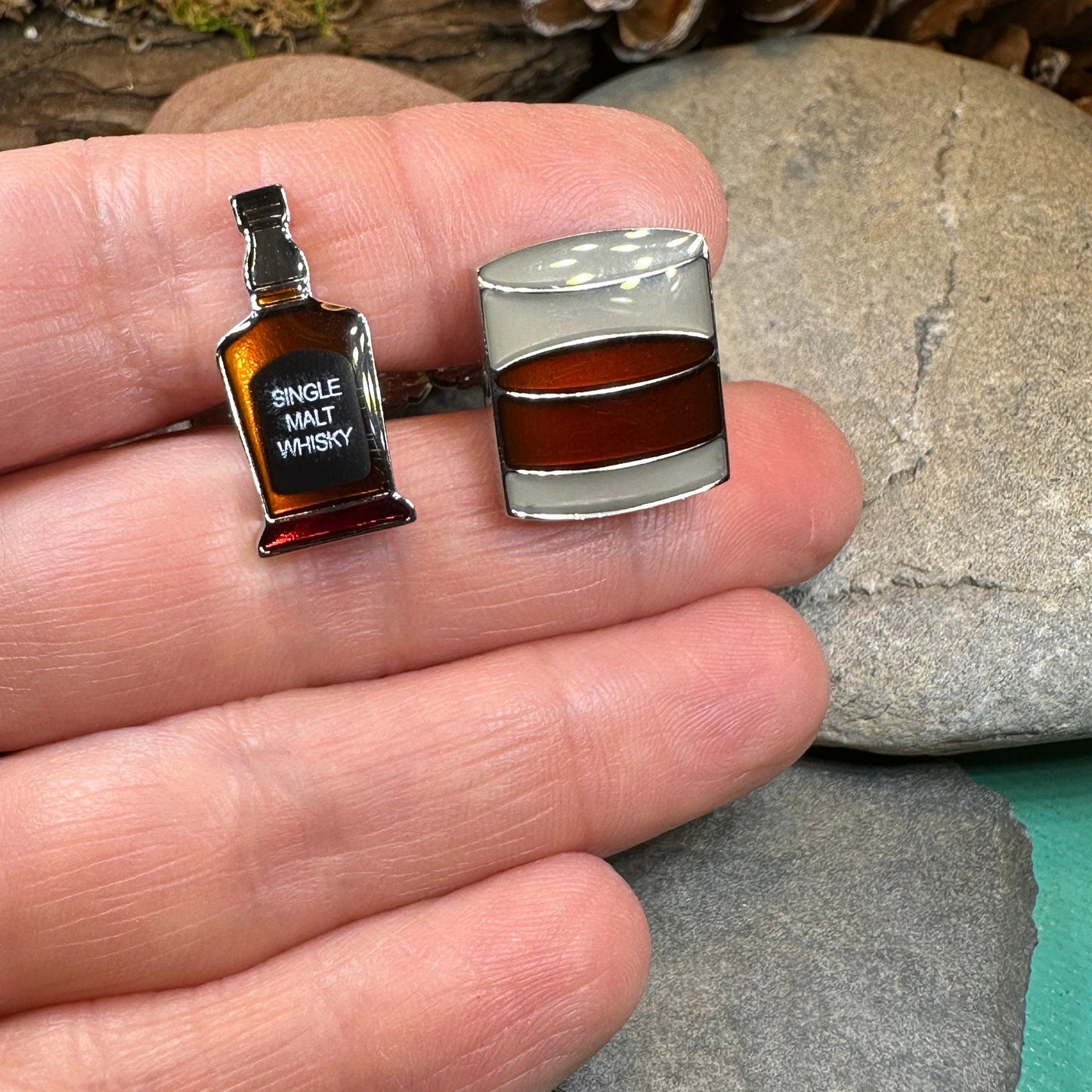 Scotch Whisky Cuff Links, Scotland Jewelry, Men's Celtic Jewelry, Whiskey Lover Gift, Groom Gift, Boyfriend Gift, Scottish Husband Gift, Dad