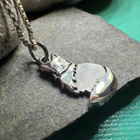 Load image into Gallery viewer, Cat Necklace, Petite Pendant, Irish Jewelry, Cat Lover Gift, Cat Mom Gift, Anniversary Gift, Animal Necklace, Nature Necklace, Minimalist
