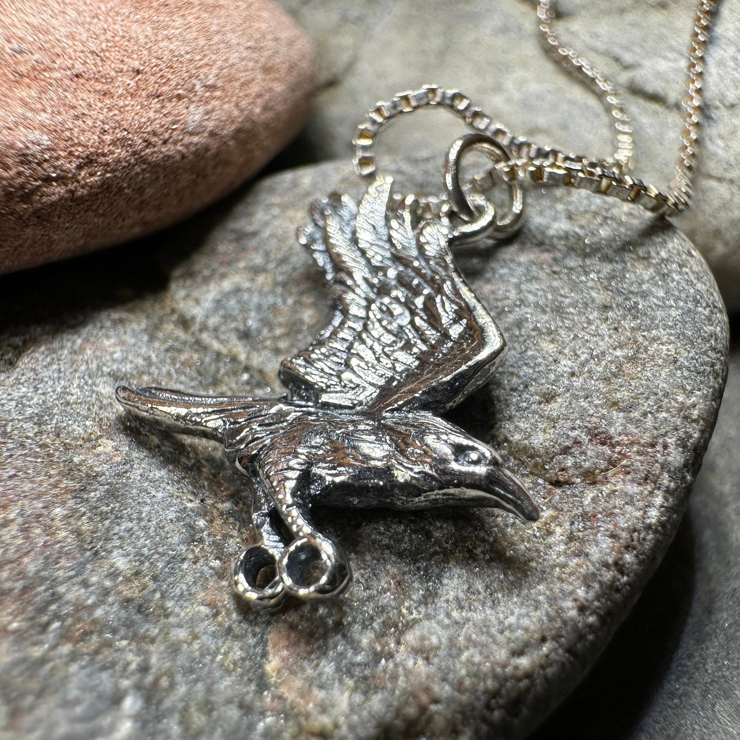 Raven Necklace, Wiccan Jewelry, Crow Pendant, Black Bird Pendant, Bird Jewelry, Pagan Jewelry, Nature Lover, Poe Jewelry, Gothic Jewelry