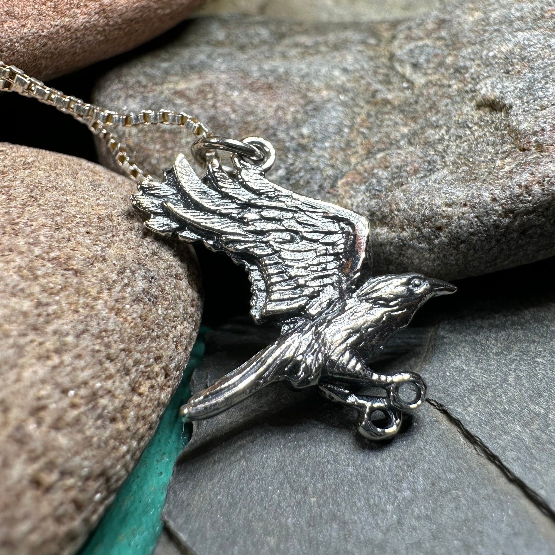 Raven Necklace, Wiccan Jewelry, Crow Pendant, Black Bird Pendant, Bird Jewelry, Pagan Jewelry, Nature Lover, Poe Jewelry, Gothic Jewelry