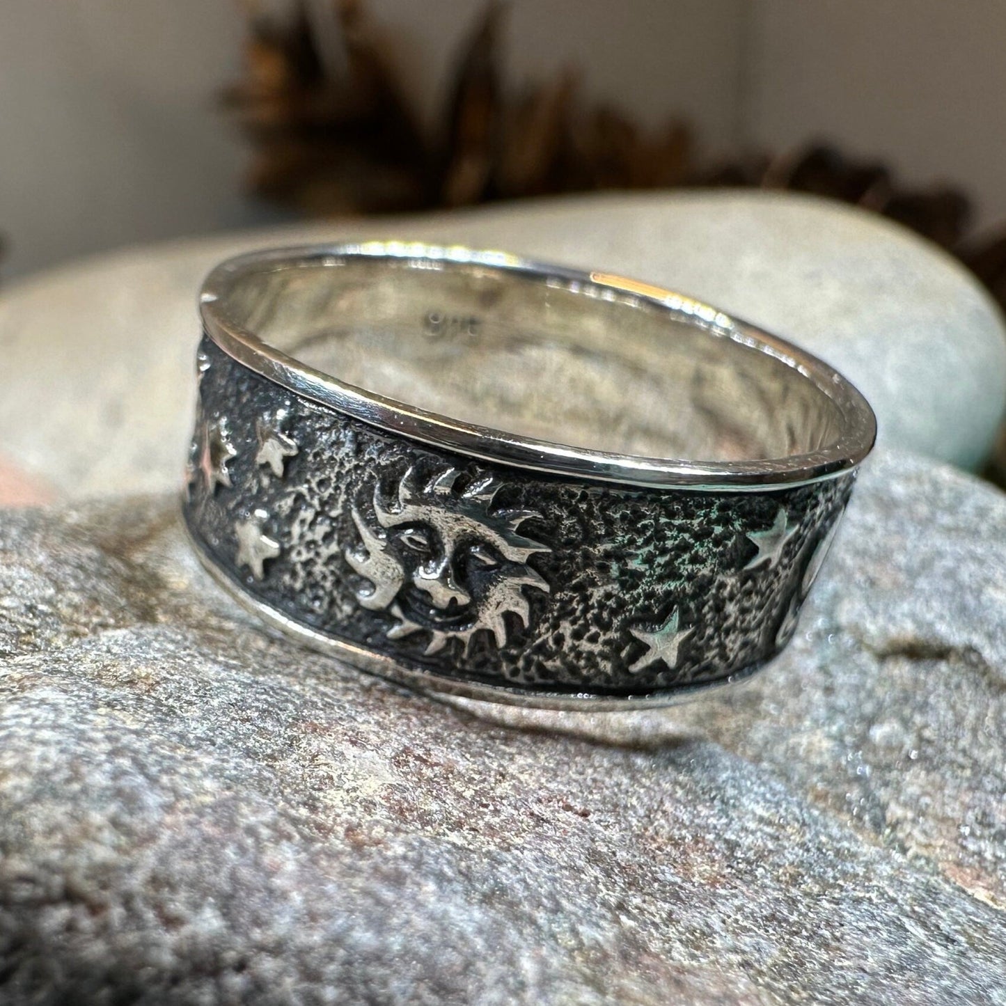 Crescent Moon Ring, Astronomy Ring, Celestial Ring, Outer Space Jewelry, Sun Ring, Science Lover Gift, Wiccan Jewelry, Boho Ring, Mom Gift