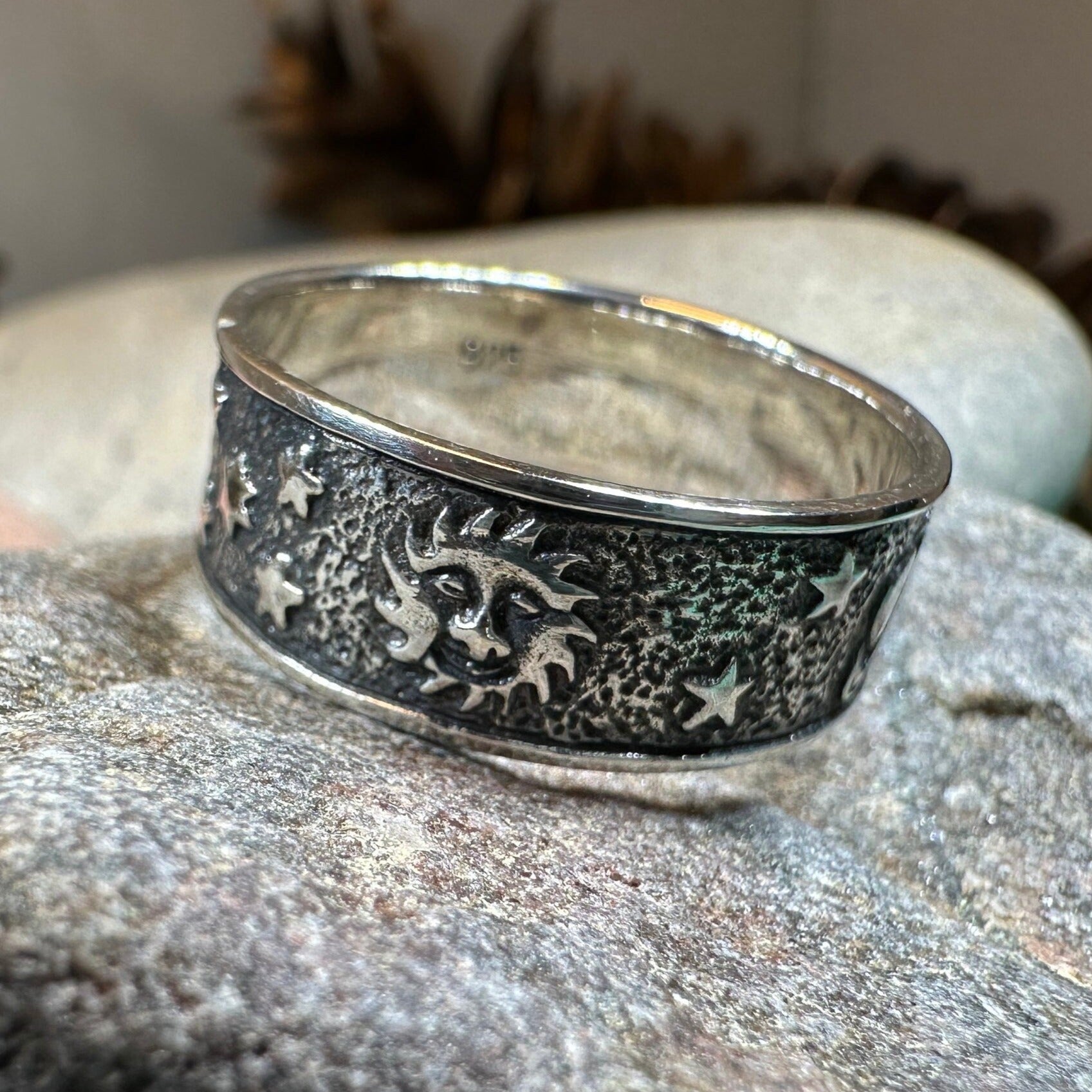 Crescent Moon Ring, Astronomy Ring, Celestial Ring, Outer Space Jewelry, Sun Ring, Science Lover Gift, Wiccan Jewelry, Boho Ring, Mom Gift