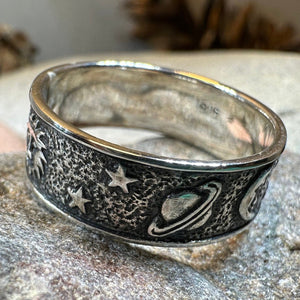Crescent Moon Ring, Astronomy Ring, Celestial Ring, Outer Space Jewelry, Sun Ring, Science Lover Gift, Wiccan Jewelry, Boho Ring, Mom Gift