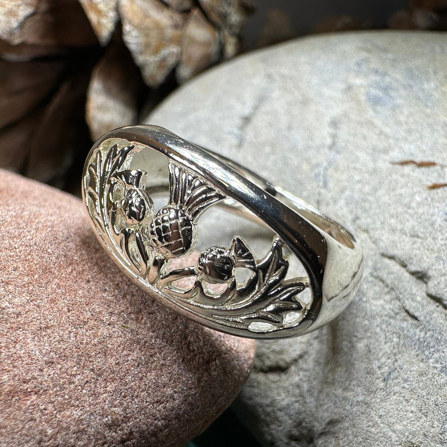 Thistle Ring, Celtic Jewelry, Scotland Jewelry, Flower Jewelry, Scottish Jewelry, Nature Ring, Silver Thistle Jewelry, Mom Gift, Wife Gift