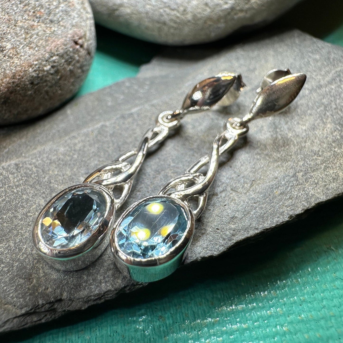 Celtic Knot Earrings, Silver Post Earrings, Irish Jewelry, Scottish Drop Earrings, Silver Ireland Gift, Scotland Gift, Birthstone Earrings