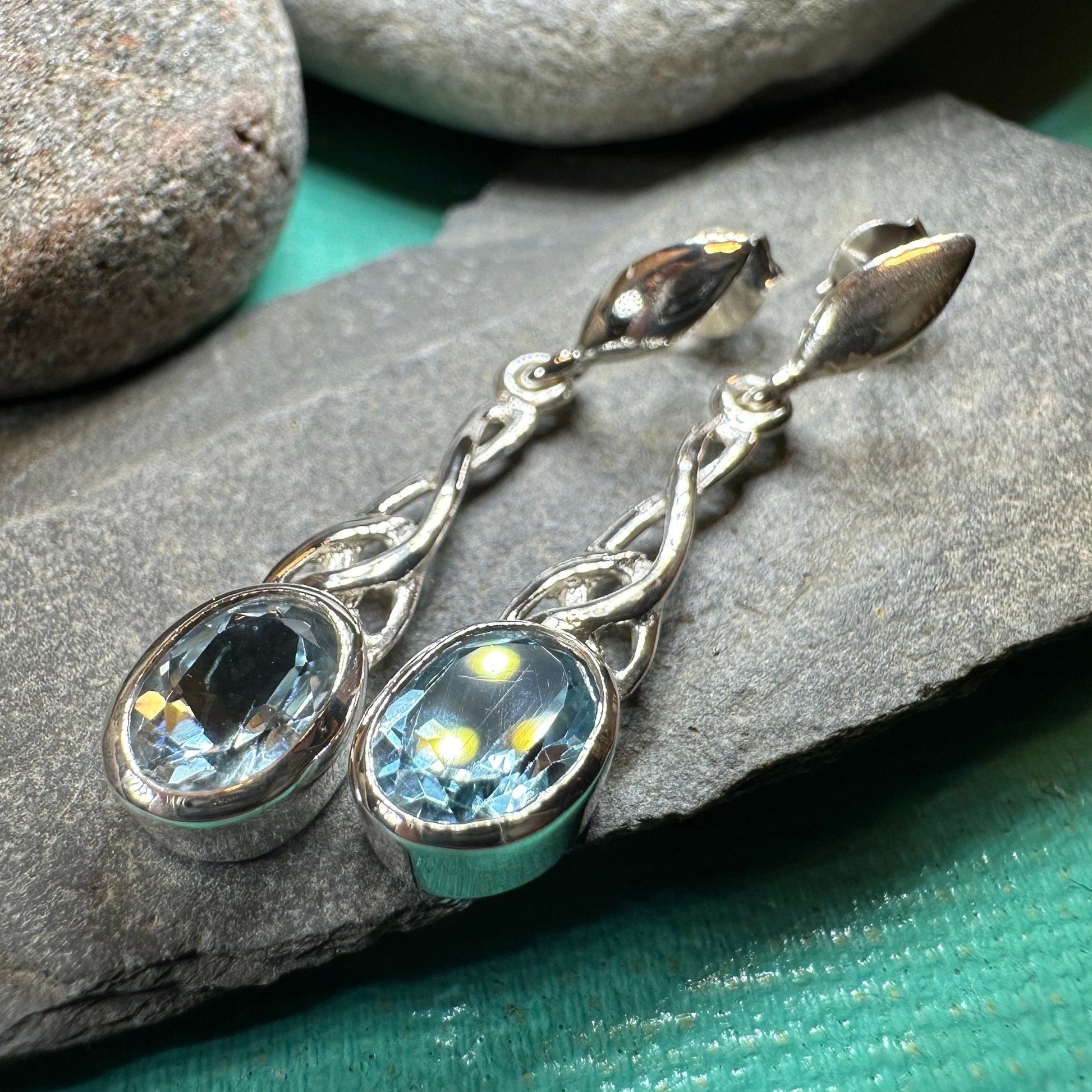 Celtic Knot Earrings, Silver Post Earrings, Irish Jewelry, Scottish Drop Earrings, Silver Ireland Gift, Scotland Gift, Birthstone Earrings