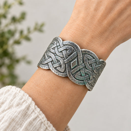Wide Cuff Celtic Bracelet — view 5