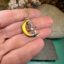 Load image into Gallery viewer, Moon Necklace, Bat Necklace, Celestial Jewelry, Mystical Jewelry, Silver Bats Jewelry, Gothic Pendant, Crescent Moon Pendant, Halloween
