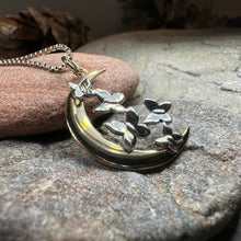 Load image into Gallery viewer, Moon Necklace, Butterflies Pendant, Celestial Jewelry, Mystical Jewelry, Silver Butterfly Jewelry, Gothic Pendant, Crescent Moon Pendant
