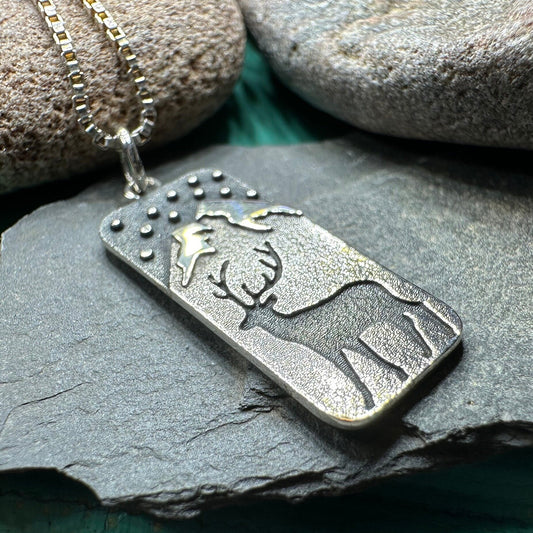 Stag Necklace, Scotland Jewelry, Scottish Stag, Hunter Gift, Nature Jewelry, Pagan Jewelry, Hunting, Wildlife, Deer Hunter, Wiccan Jewelry