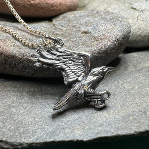 Raven Necklace, Wiccan Jewelry, Crow Pendant, Black Bird Pendant, Bird Jewelry, Pagan Jewelry, Nature Lover, Poe Jewelry, Gothic Jewelry