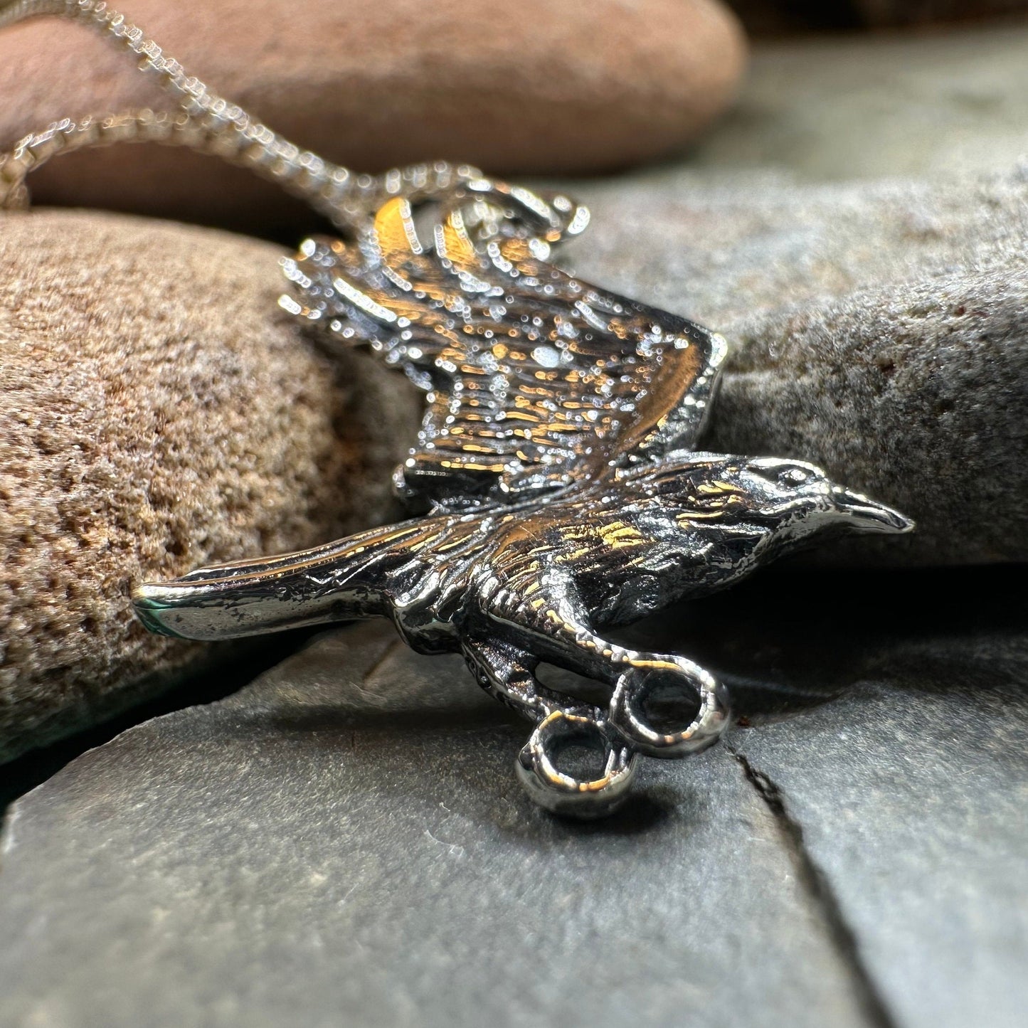 Raven Necklace, Wiccan Jewelry, Crow Pendant, Black Bird Pendant, Bird Jewelry, Pagan Jewelry, Nature Lover, Poe Jewelry, Gothic Jewelry