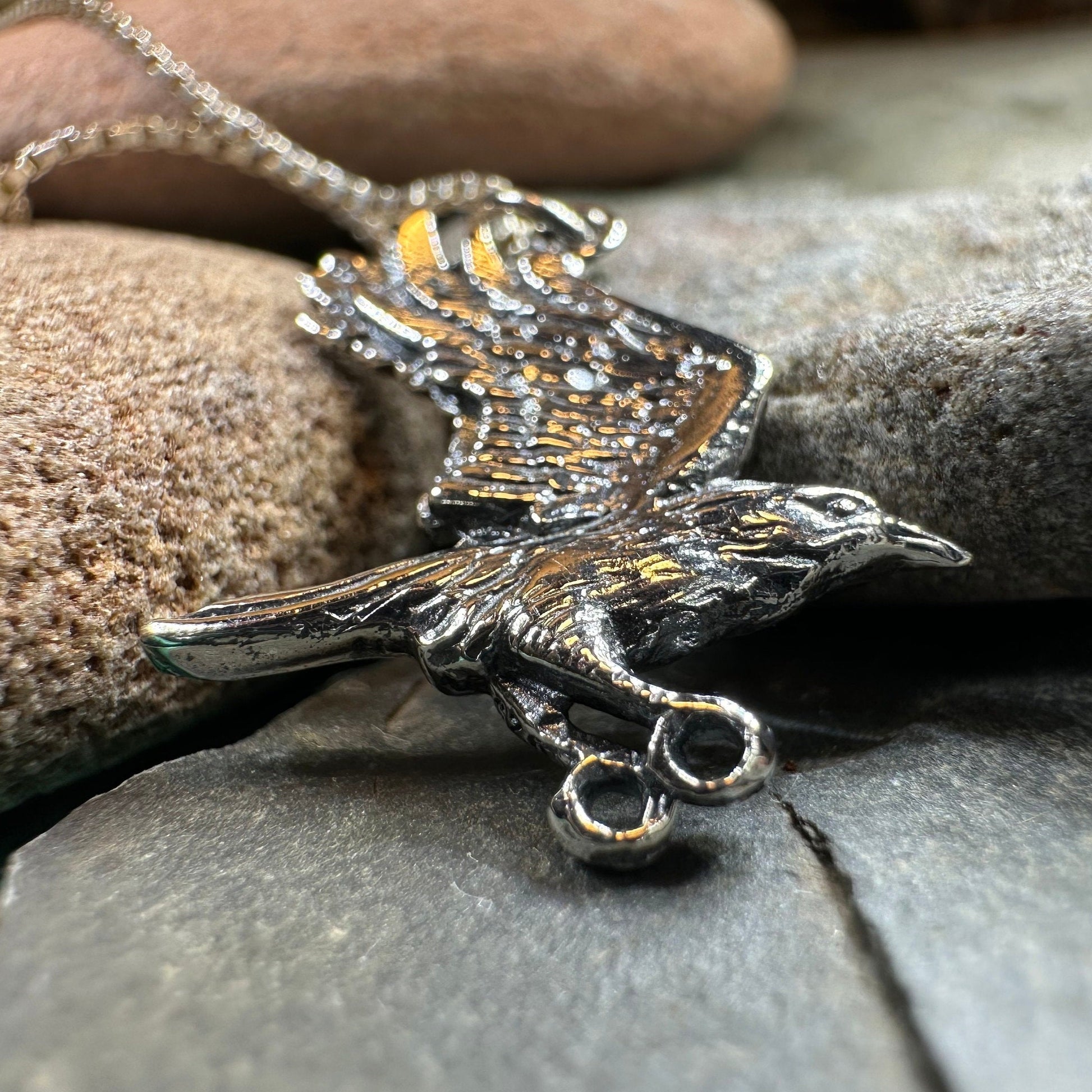 Raven Necklace, Wiccan Jewelry, Crow Pendant, Black Bird Pendant, Bird Jewelry, Pagan Jewelry, Nature Lover, Poe Jewelry, Gothic Jewelry
