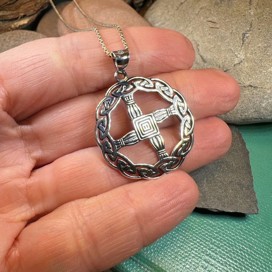 Saint Brigid's Cross, Celtic Cross Necklace, Irish Pendant, Anniversary Gift, Religious Jewelry, Silver Wiccan Jewelry, St. Bridget's Cross