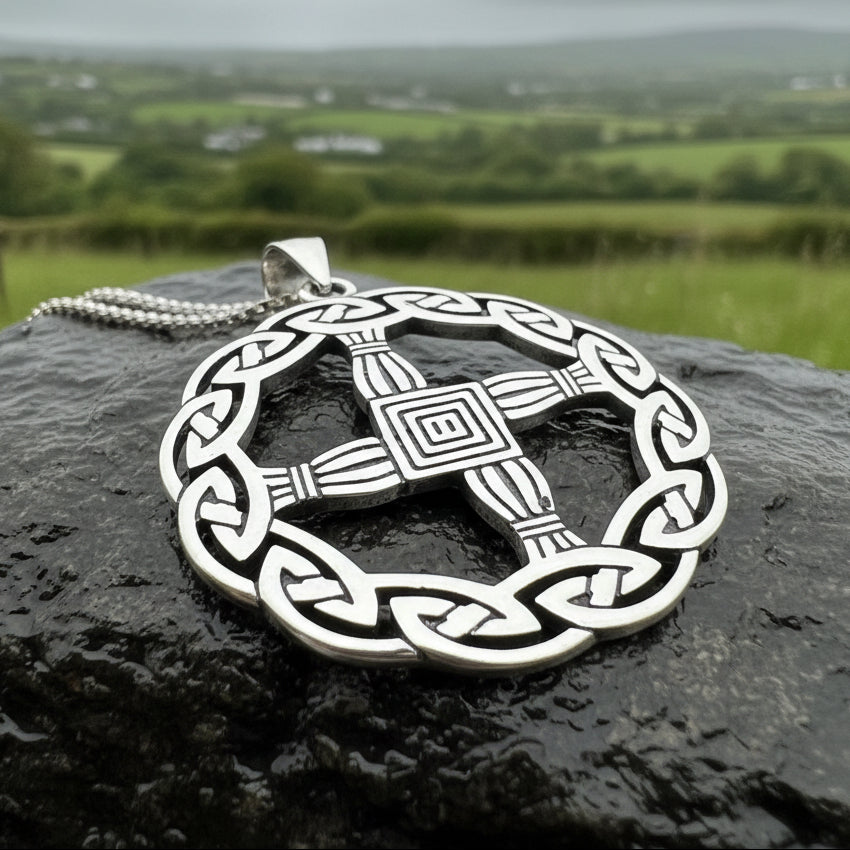 Saint Brigid's Cross, Celtic Cross Necklace, Irish Pendant, Anniversary Gift, Religious Jewelry, Silver Wiccan Jewelry, St. Bridget's Cross