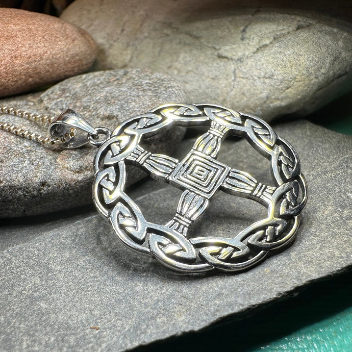 Saint Brigid's Cross, Celtic Cross Necklace, Irish Pendant, Anniversary Gift, Religious Jewelry, Silver Wiccan Jewelry, St. Bridget's Cross