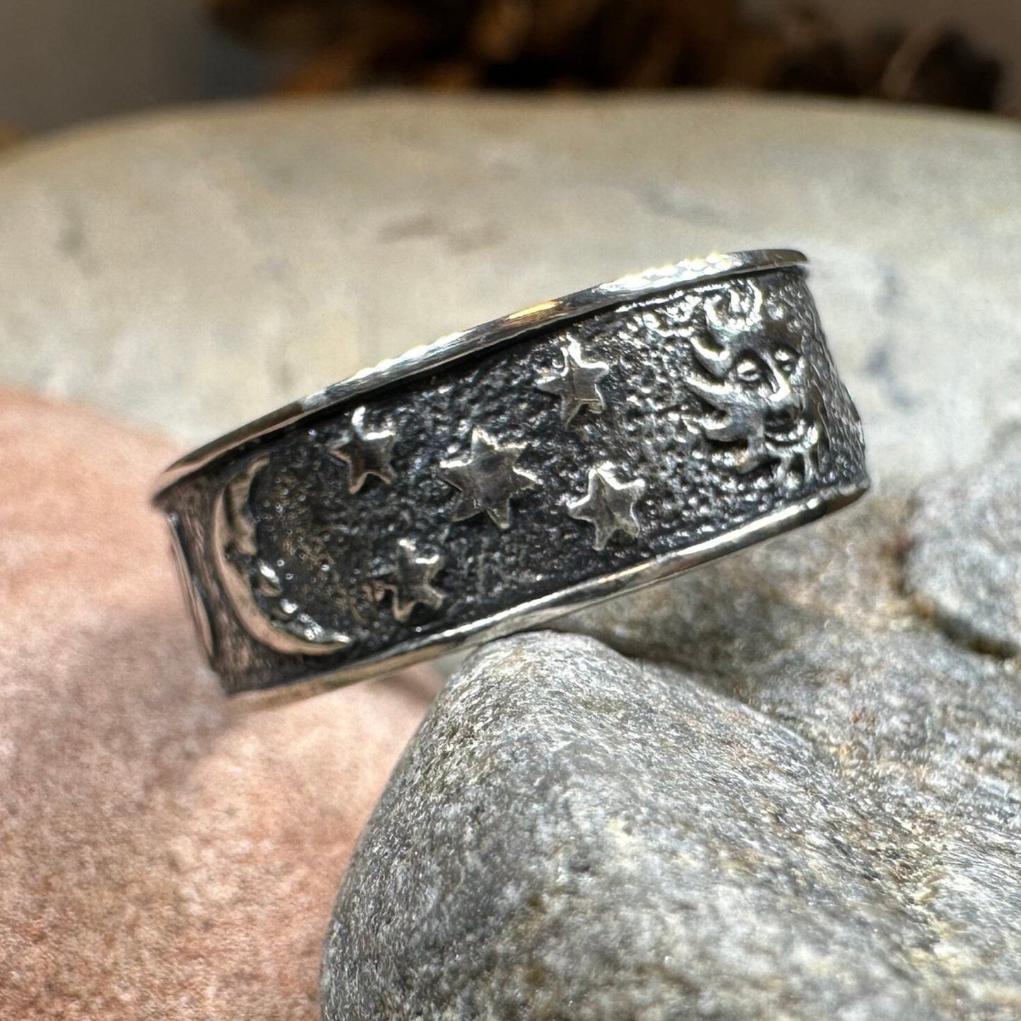 Crescent Moon Ring, Astronomy Ring, Celestial Ring, Outer Space Jewelry, Sun Ring, Science Lover Gift, Wiccan Jewelry, Boho Ring, Mom Gift